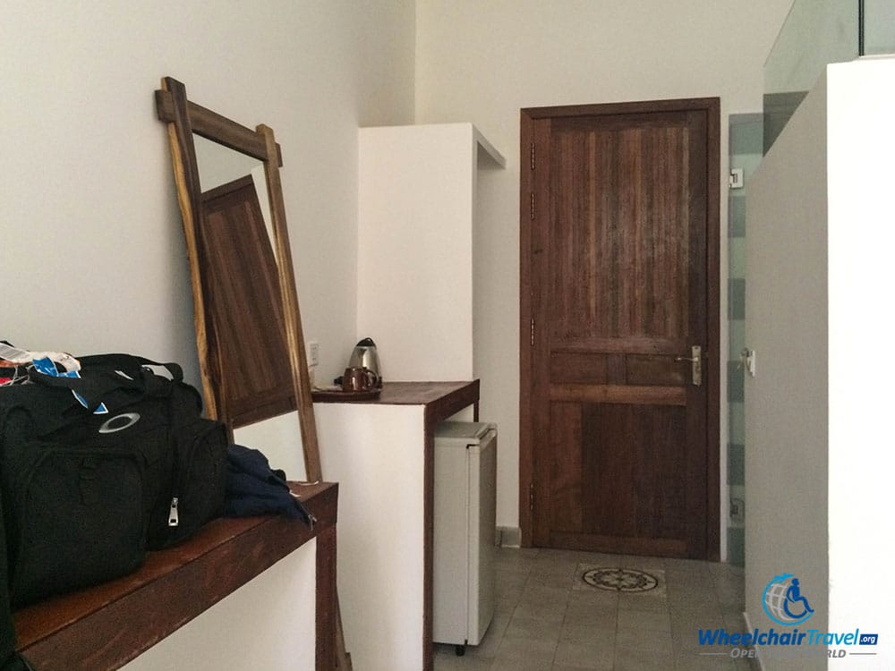 PHOTO DESCRIPTION: Interior hallway of the wheelchair accessible hotel room at the House Boutique Hotel.