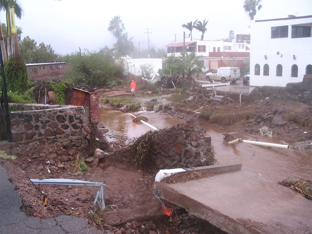 PHOTO DESCRIPTION: Flooding and damage caused by Hurricane Jimena.