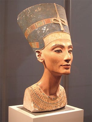 PHOTO DESCRIPTION: Nefertiti bust at the Neues Museum on Museum Island in Berlin, Germany.