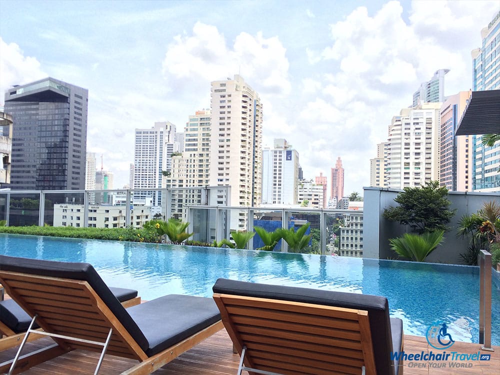 PHOTO DESCRIPTION: Rooftop swimming pool at the Radisson Blu Plaza Bangkok Hotel.