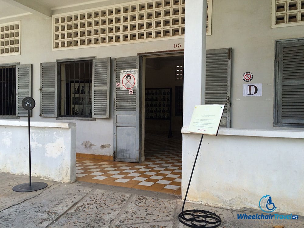 PHOTO DESCRIPTION: Level, barrier free entrance to Building D at Tuol Sleng Genocide Museum.