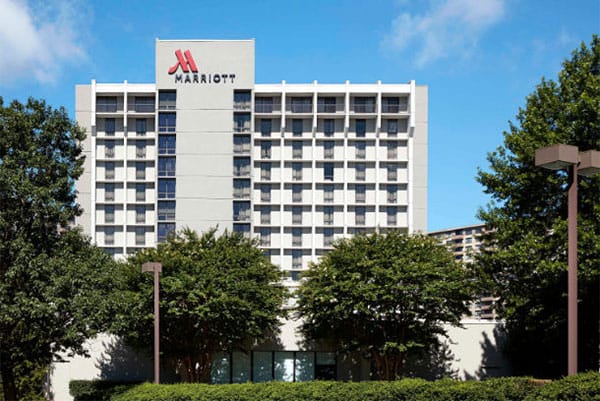 PHOTO DESCRIPTION: Exterior of the Bethesda Marriott Hotel.