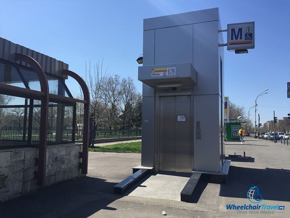 PHOTO: Bucharest metro subway elevator at street level.