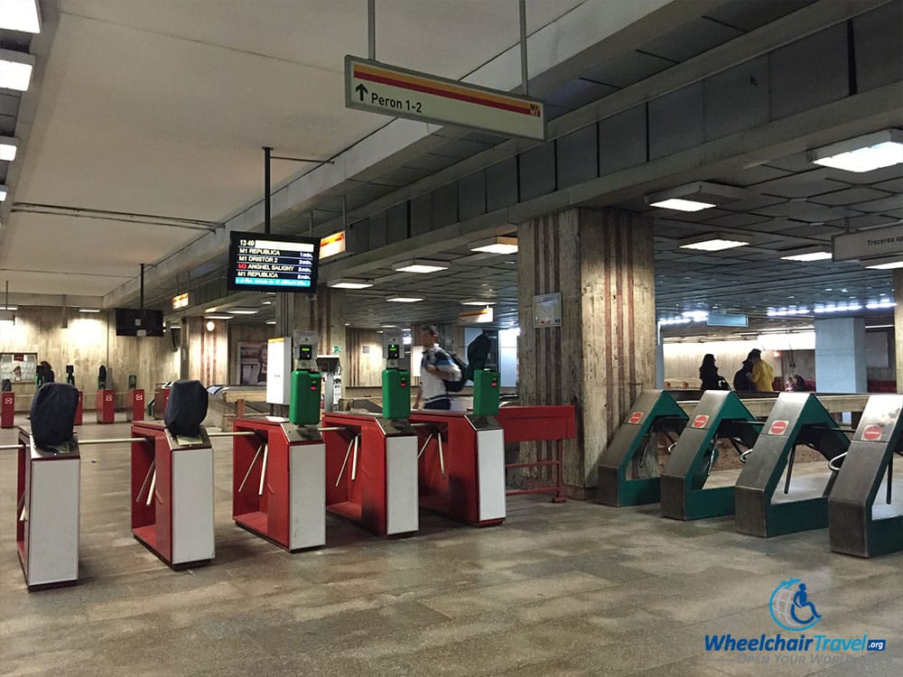 PHOTO: Bucharest metro subway fare collection gates.