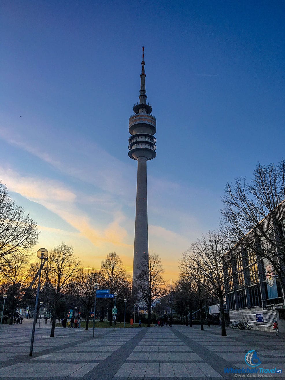 PHOTO DESCRIPTION: Munich Olympic Tower at sunset.