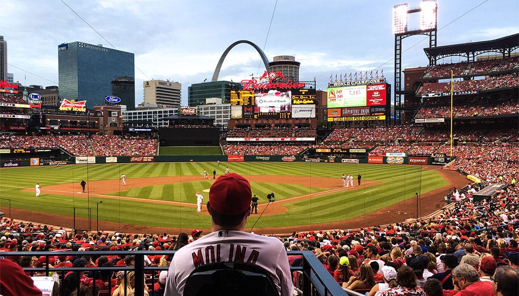 PHOTO: Wheelchair user John Morris at a St. Louis Cardinals baseball game.