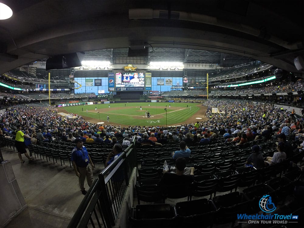 PHOTO: View of the baseball field from an ADA wheelchair space at Miller Park in Milwaukee.