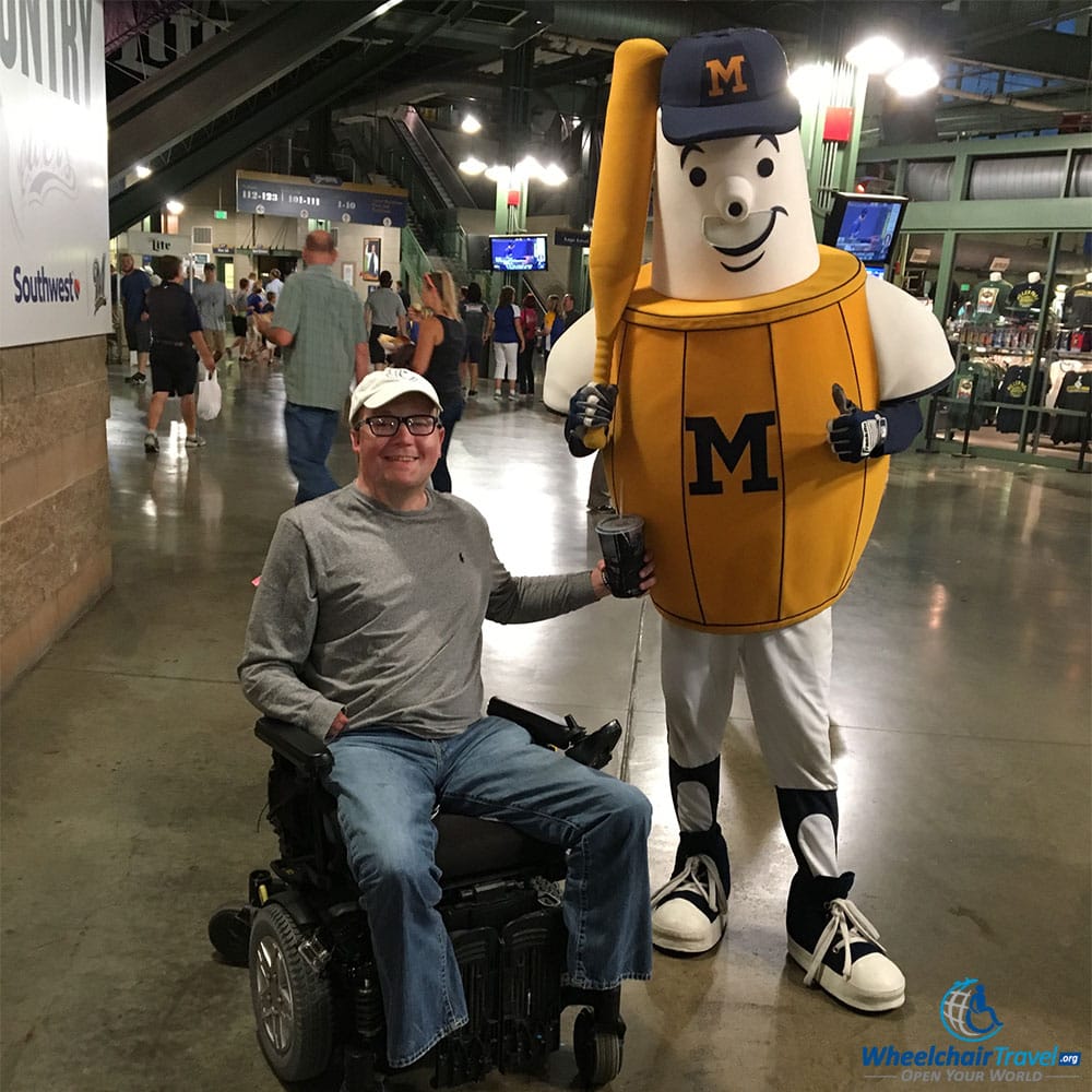 PHOTO: John with Milwaukee Brewers mascot, Barrelman.