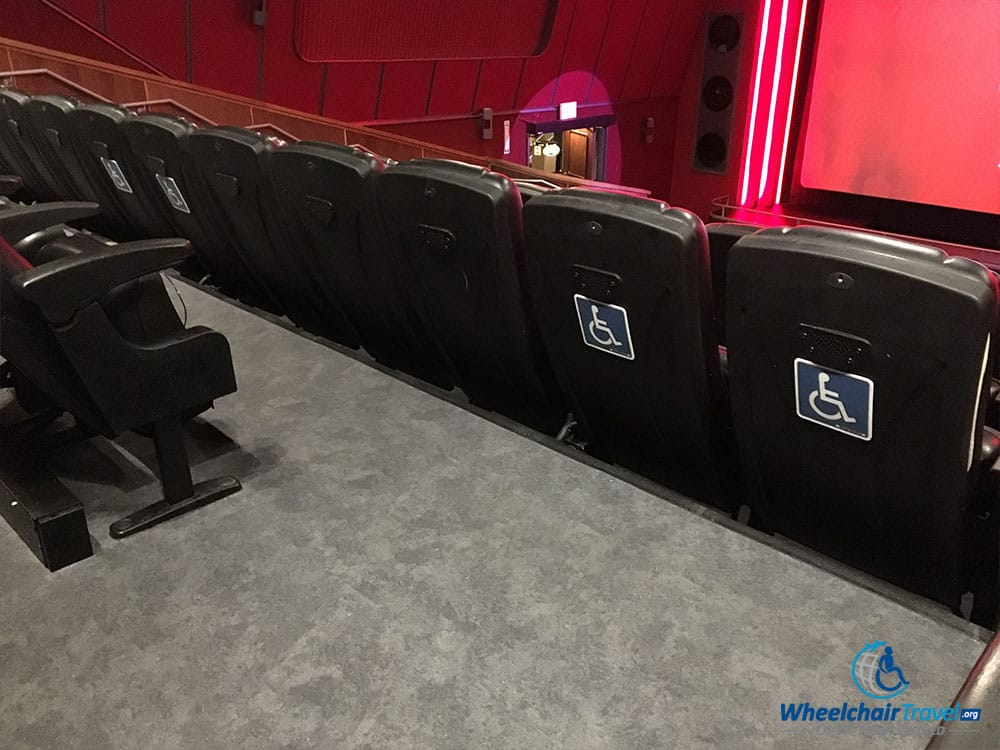 PHOTO: Seating reserved for wheelchairs at 4-D Theater.