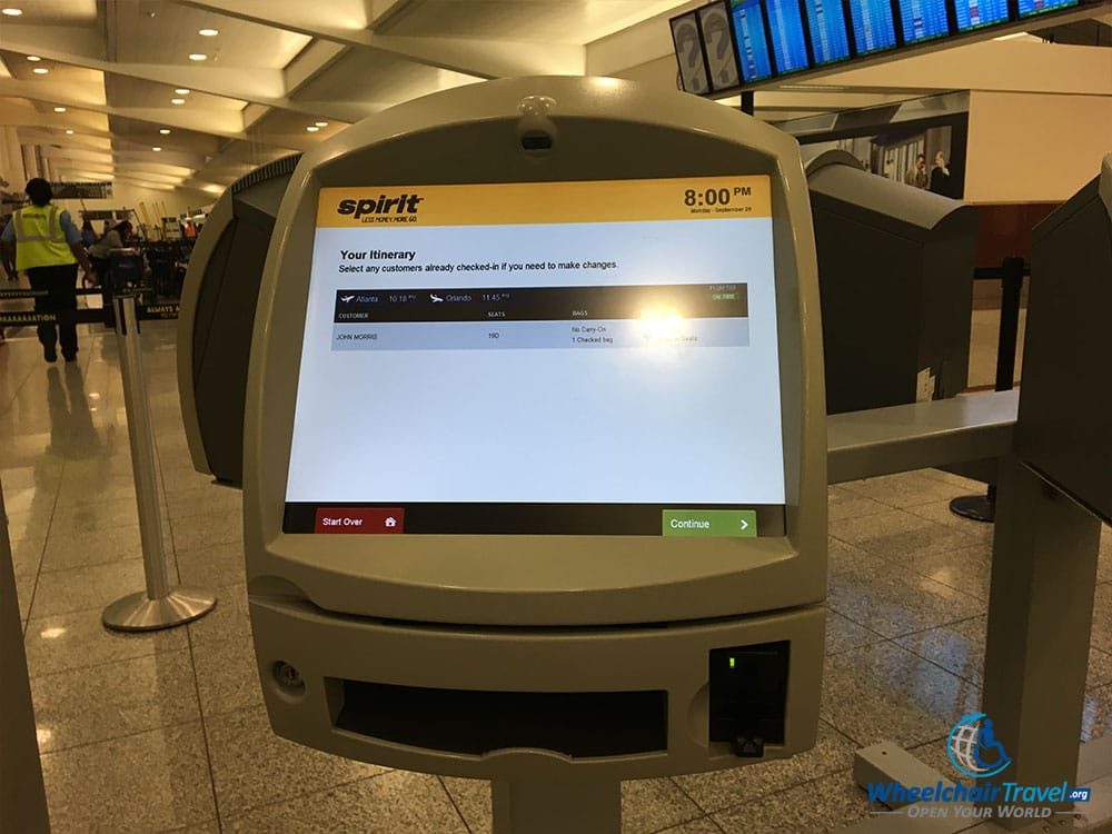 PHOTO: Spirit Airlines automated check-in kiosk.