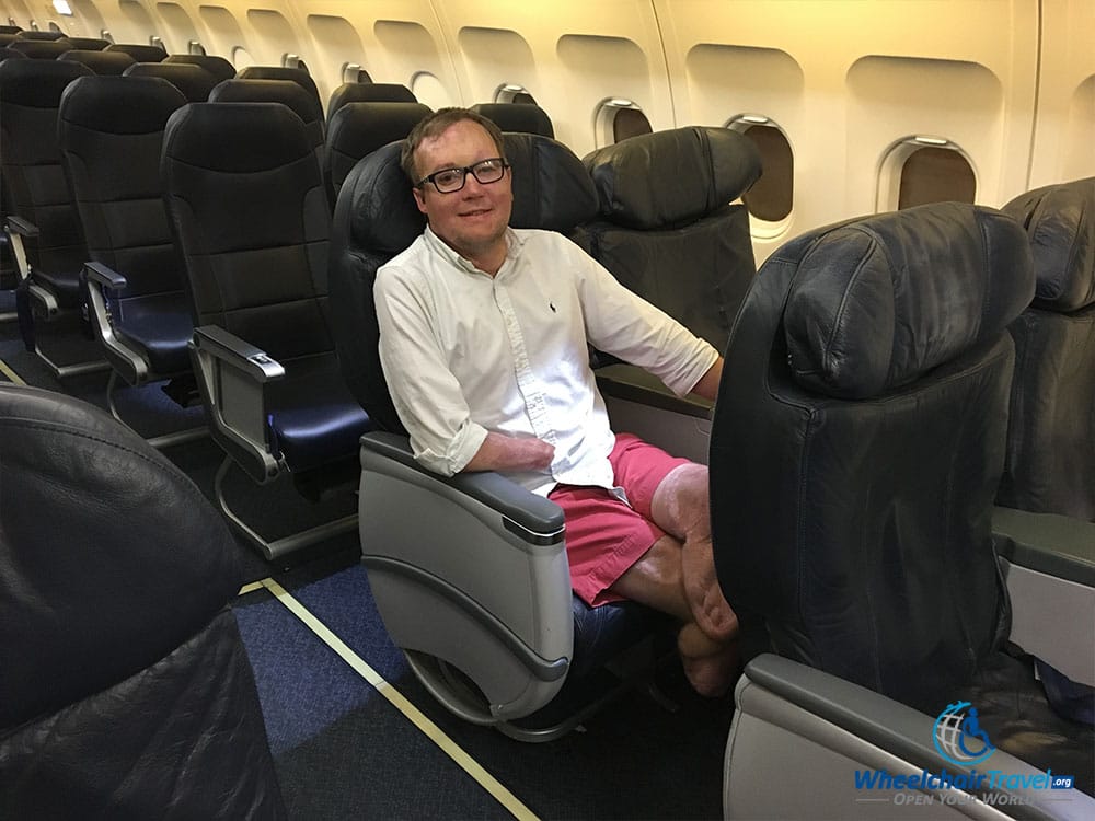 PHOTO: John Morris seated in a Spirit Airlines Big Front Seat.