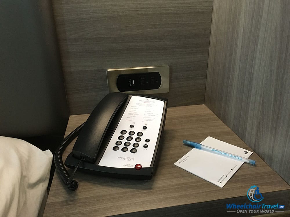 PHOTO: Telephone on bedside nightstand.