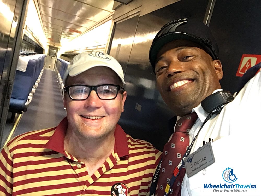 PHOTO: Selfie with Amtrak train conductor.