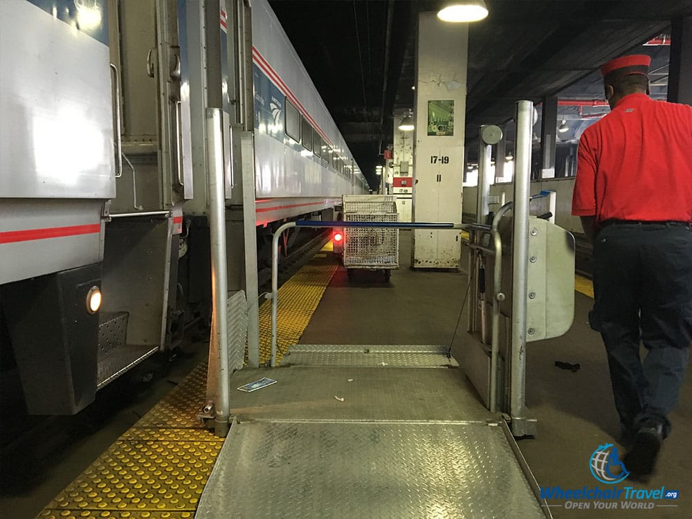 PHOTO: Wheelchair lift used for boarding Amtrak trains at Chicago Union Station.