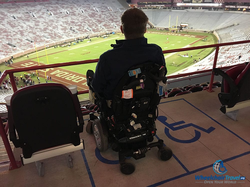 John Morris in ADA wheelchair space at Doak Campbell Stadium.