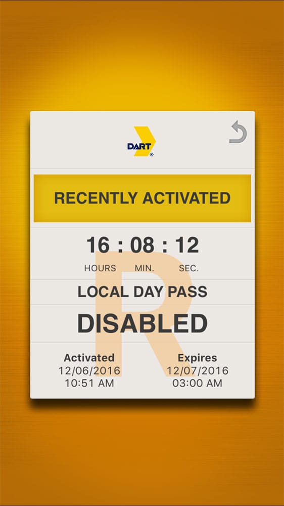 Dallas DART ticket in GoPass mobile app.