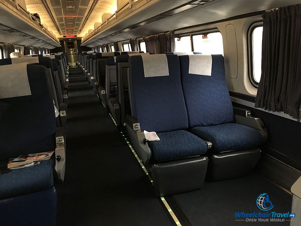 Amtrak Silver Star coach class wheelchair space and seat