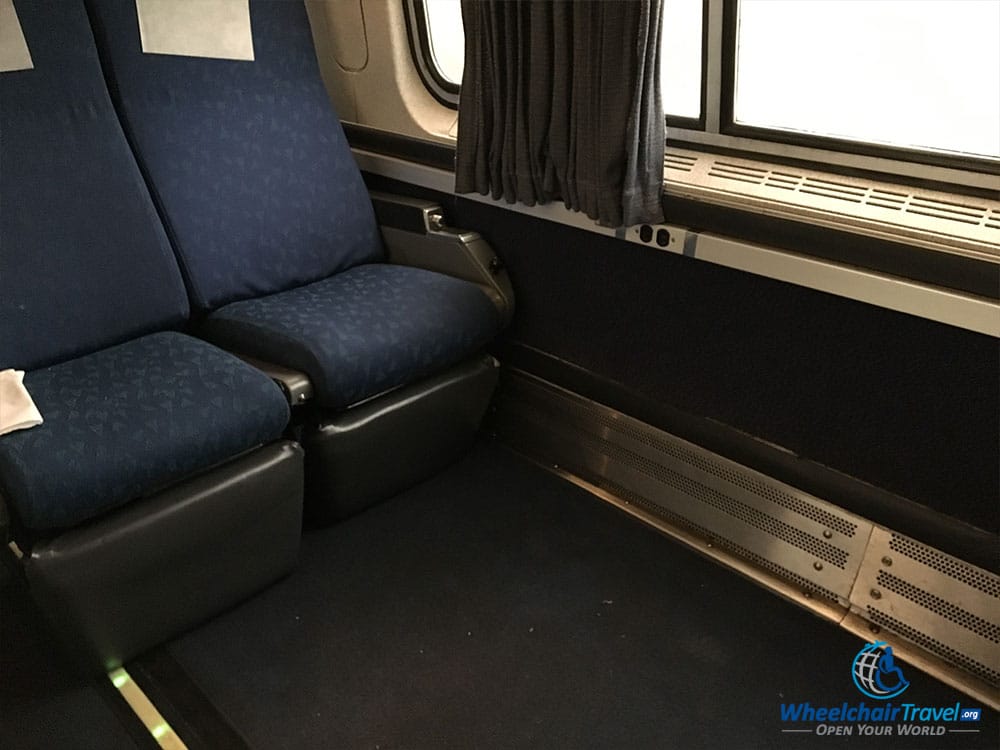 Amtrak Silver Star coach class wheelchair space and seat