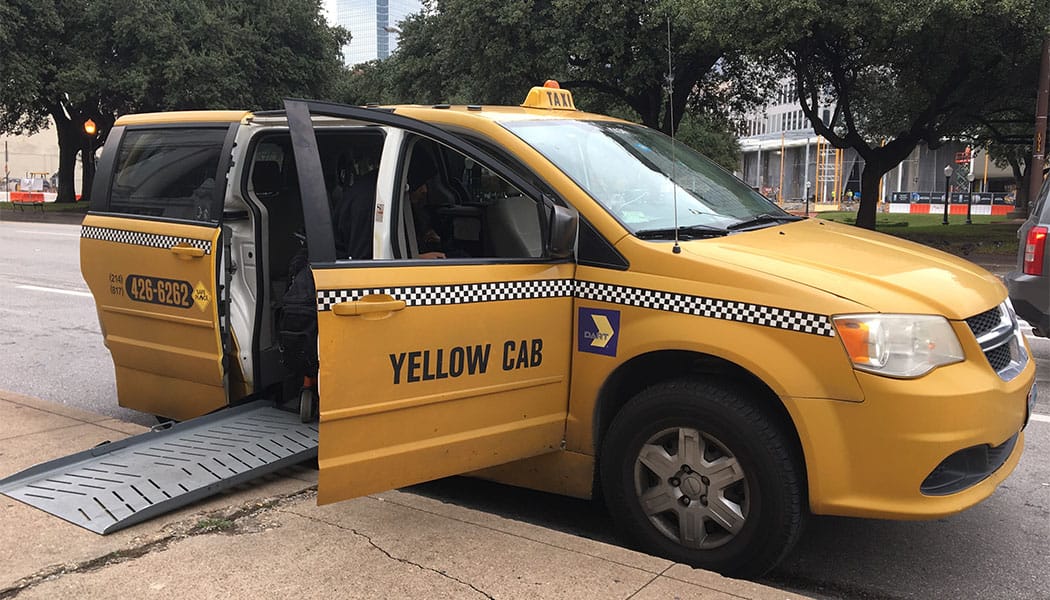 Wheelchair accessible taxi cab in Dallas, Texas