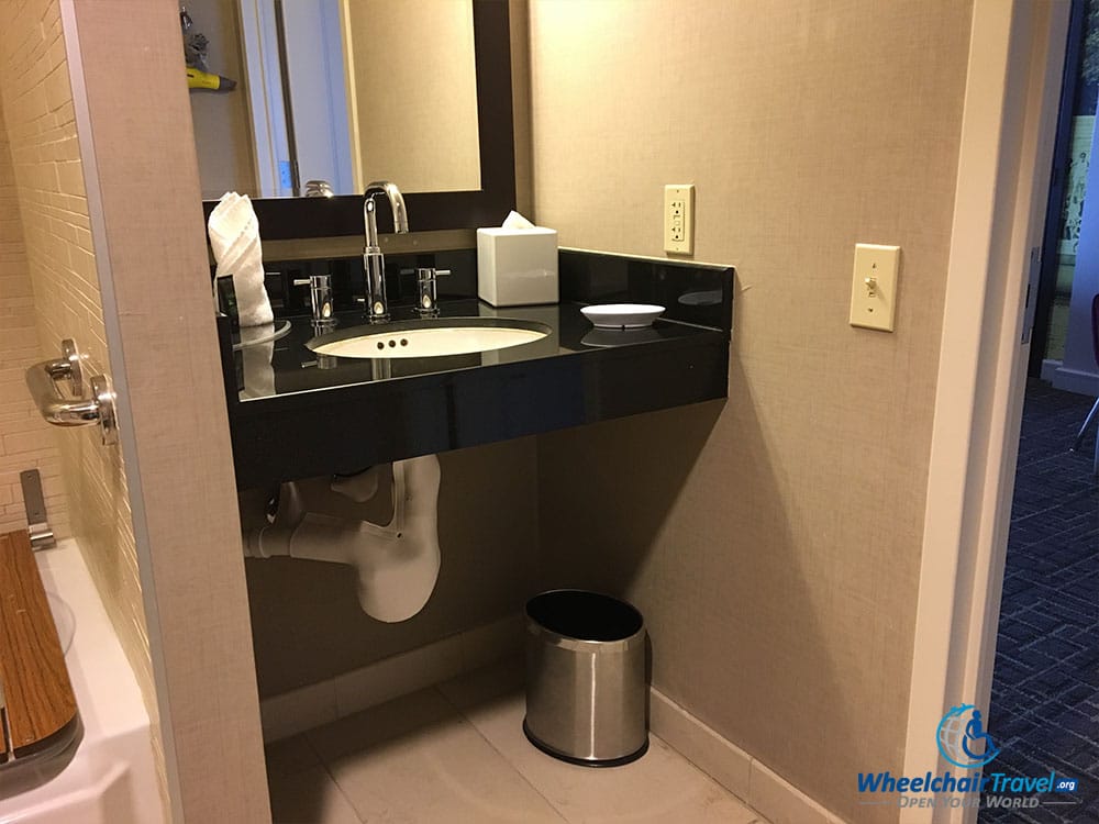 Bathroom sink at Hyatt Centric Arlington hotel