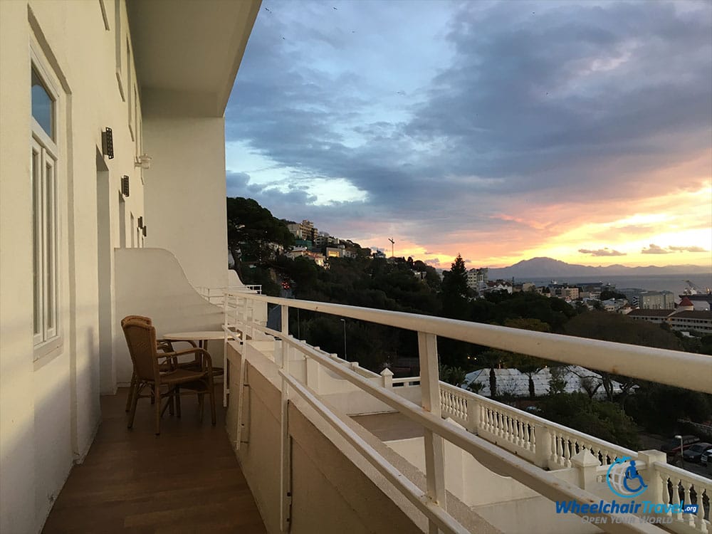 Wheelchair accessible balcony at The Rock Hotel Gibraltar.