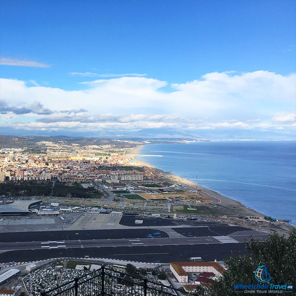 Aerial view of the Gibraltar Airport, as seen from The Great Siege Tunnels.