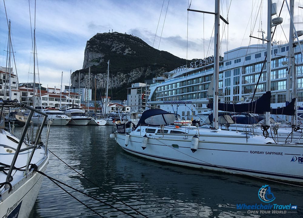 Gibraltar Marina Bay, looking toward the Rock of Gibraltar