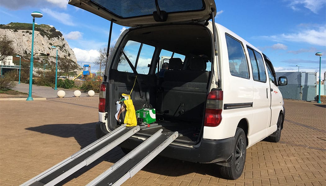 Gibraltar taxi van with wheelchair ramps