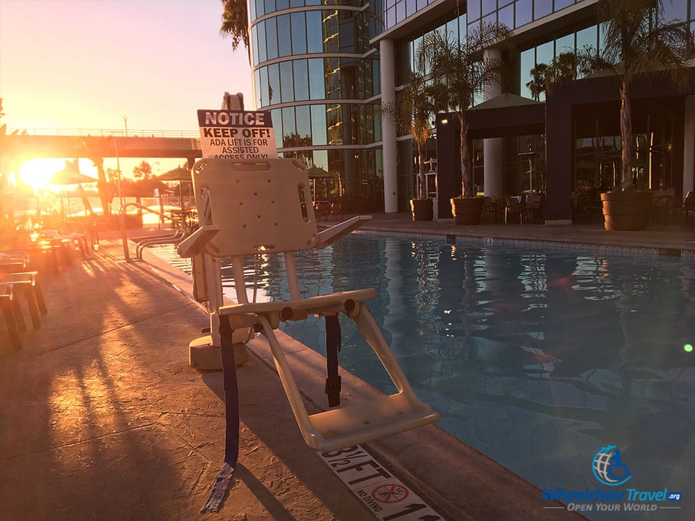 Handicap accessible swimming pool lift at Hyatt Regency Long Beach