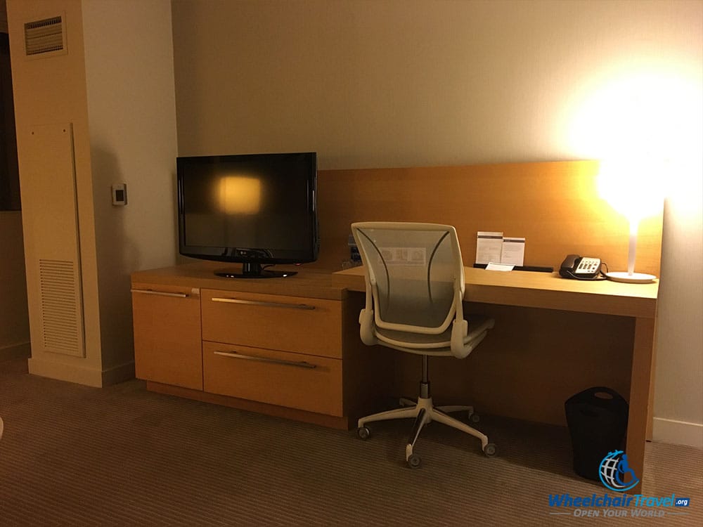 TV and desk at Hyatt Regency Long Beach