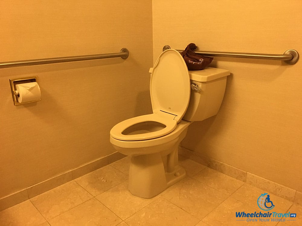 ADA accessible toilet with grab bars