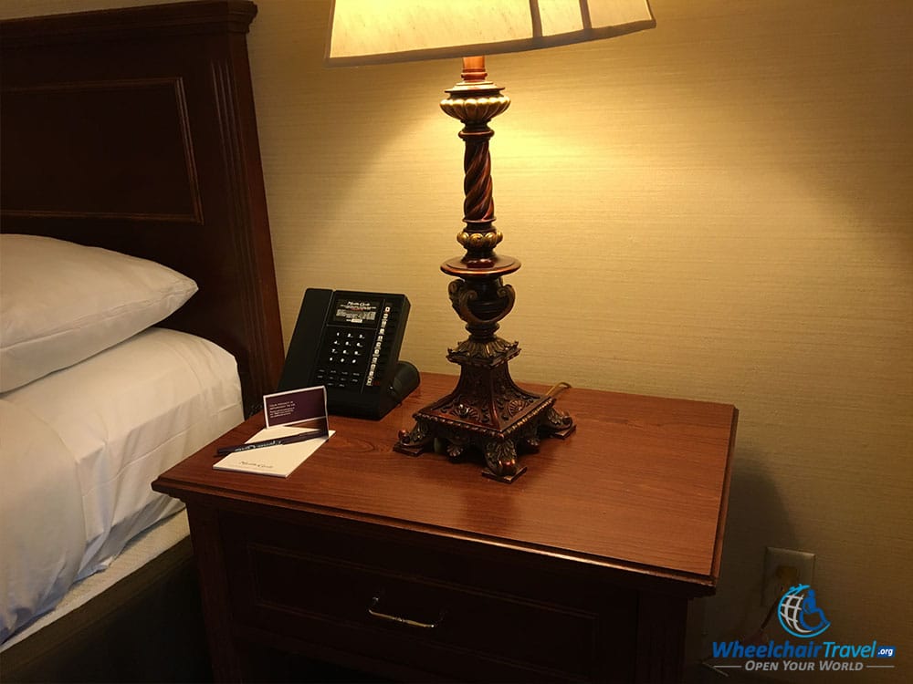 Nightstand next to bed at Monte Carlo Las Vegas