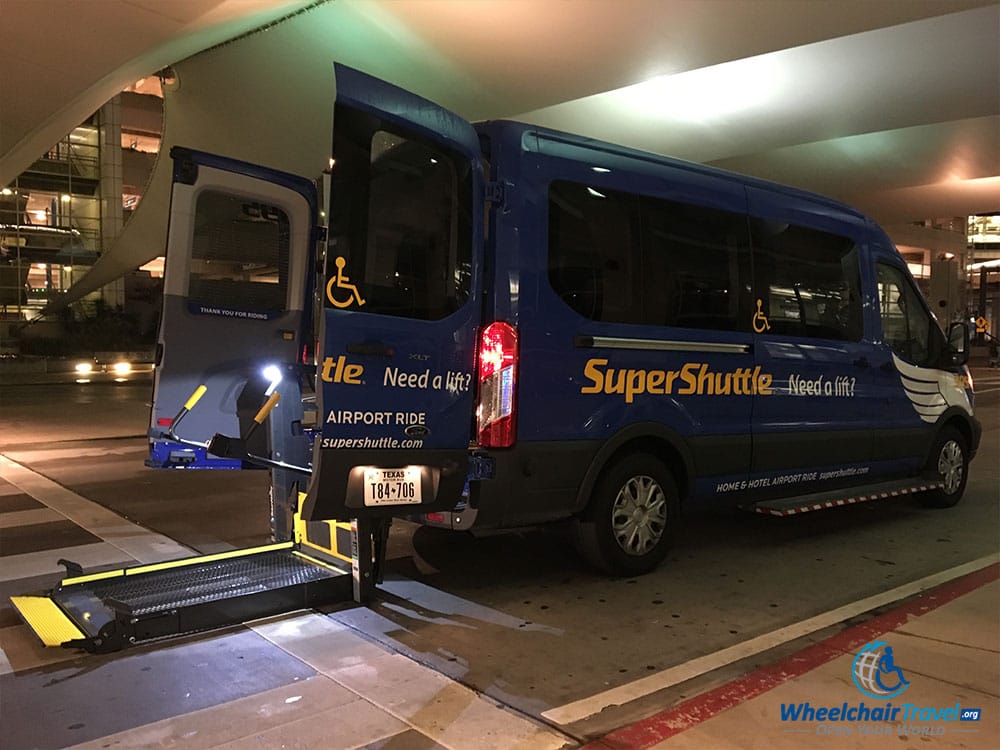 SuperShuttle van with rear-mounted wheelchair lift