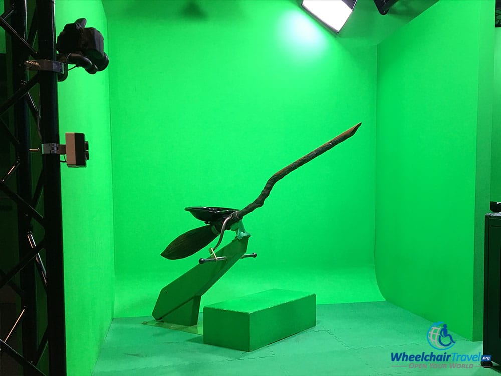 Harry Potter flying broomstick against green screen