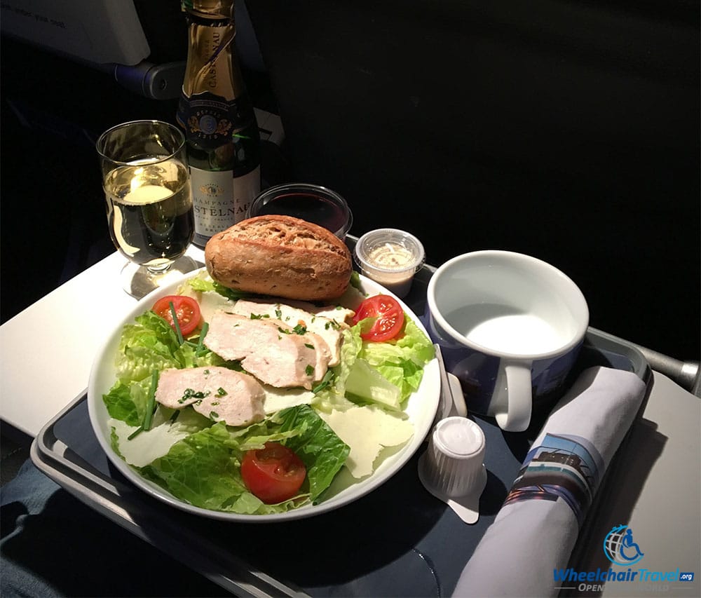 Dinner meal in Club Europe business class