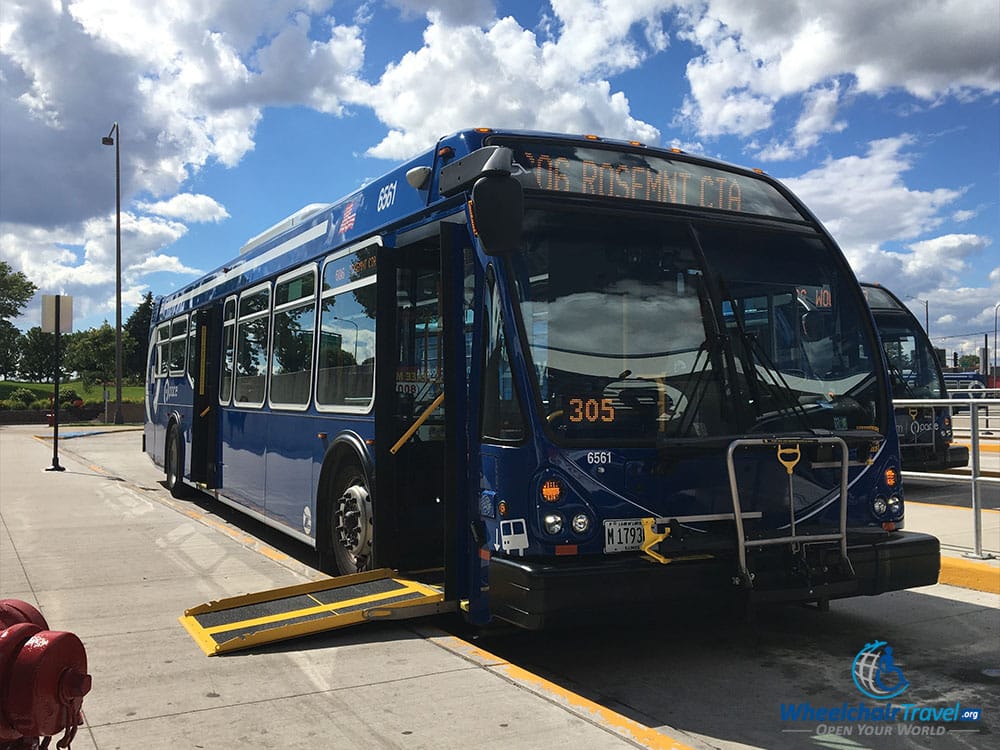 Chicago PACE bus with wheelchair ramp extended