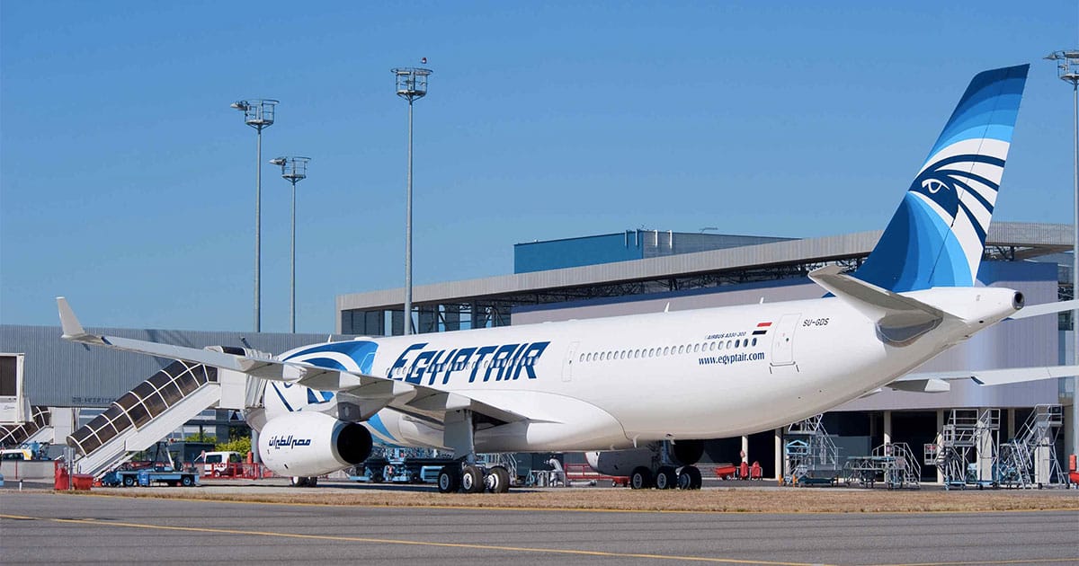 Airbus A330-200 in EgyptAir livery.