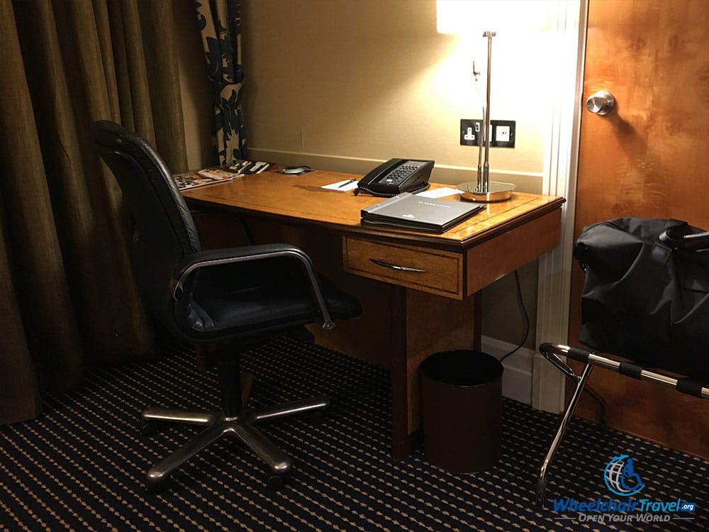 Desk area, hotel room Hilton London Paddington