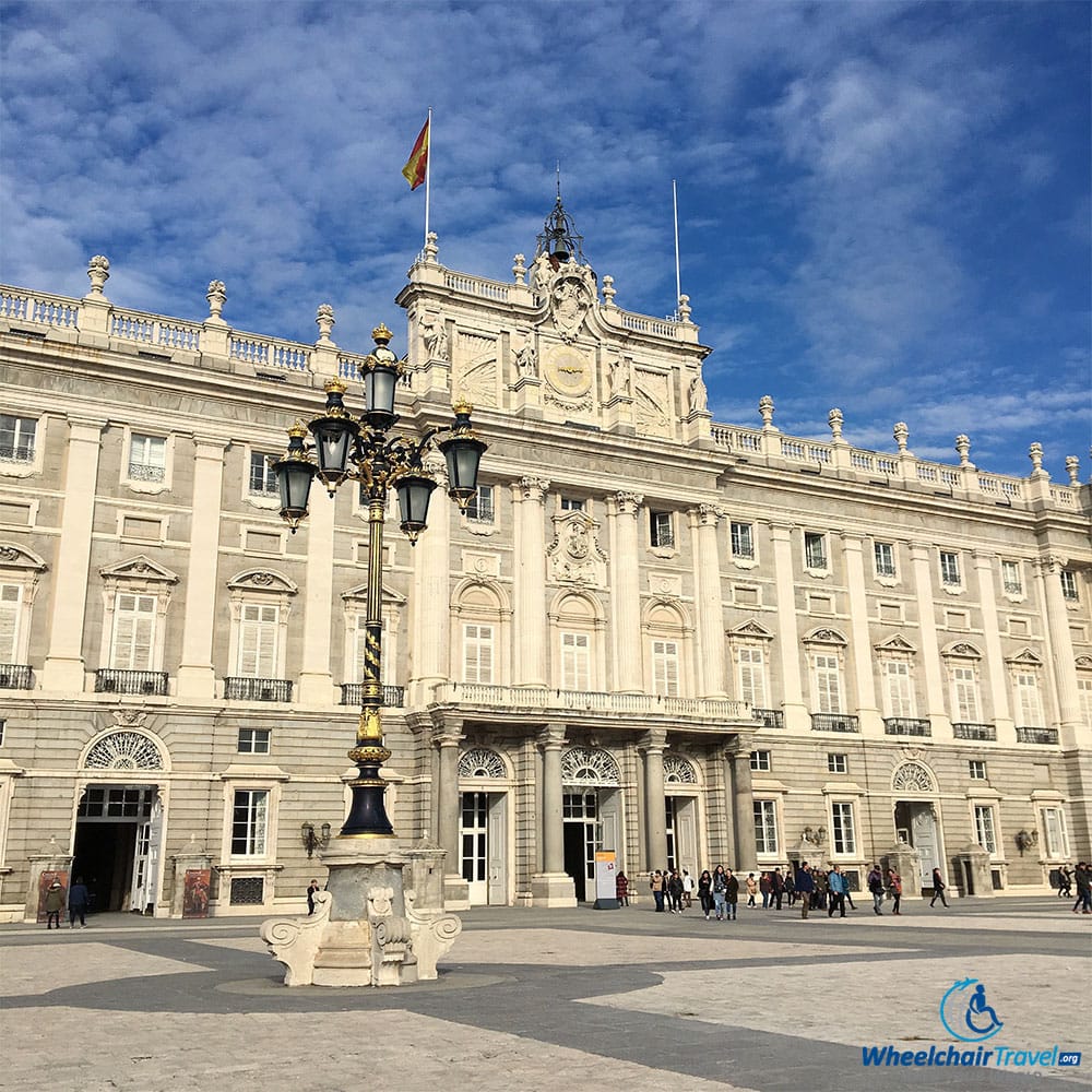 The Royal Palace of Madrid as seen from outer courtyard, just inside the gates