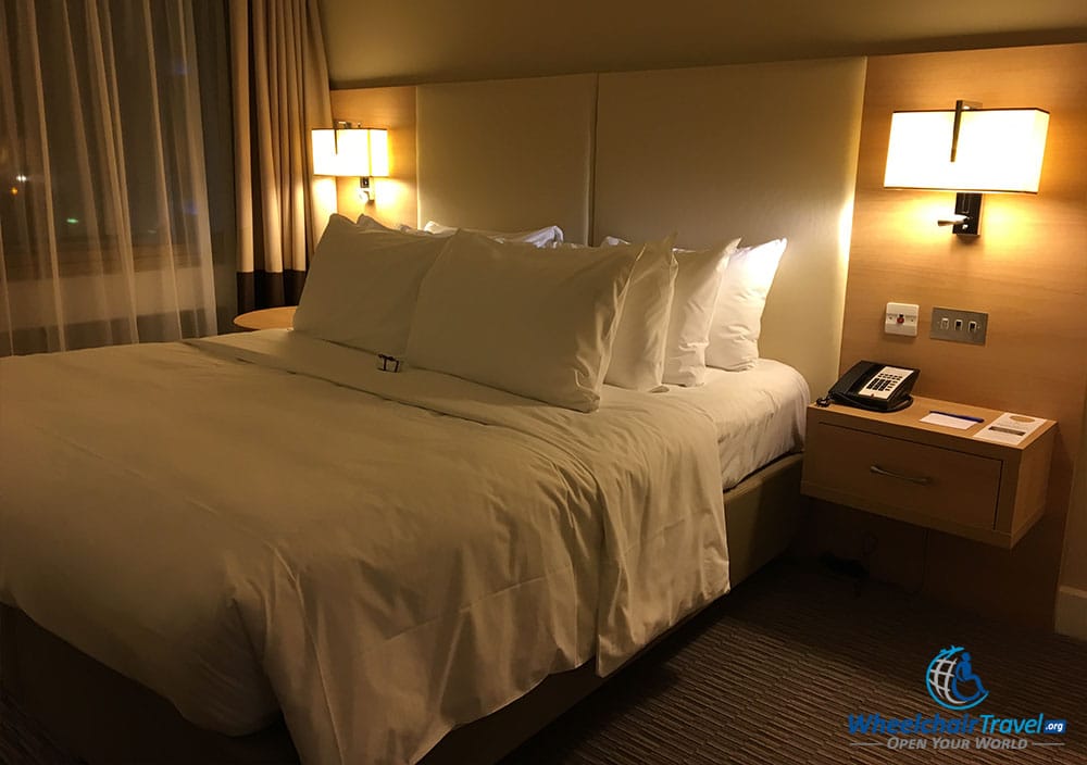 Queen size bed at the Renaissance London Heathrow Hotel