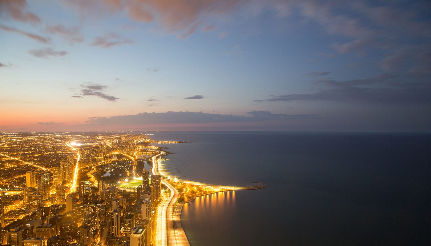 Chicago skyline at night