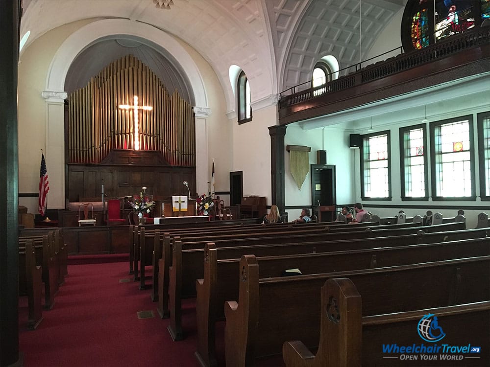 Sanctuary of worship inside the Brown Chapel A.M.E. Church in Selma, Alabama