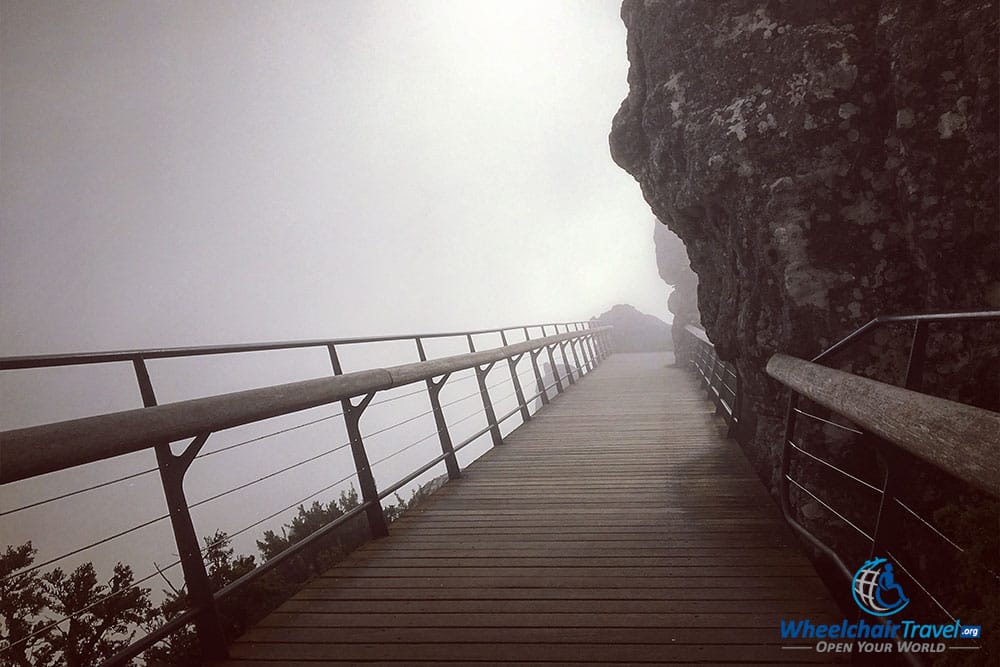 Wooden bridge built into the side of Table Mountain