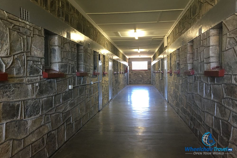 Dormitory corridor, just outside of an inaccessible exhibit on Robben Island.