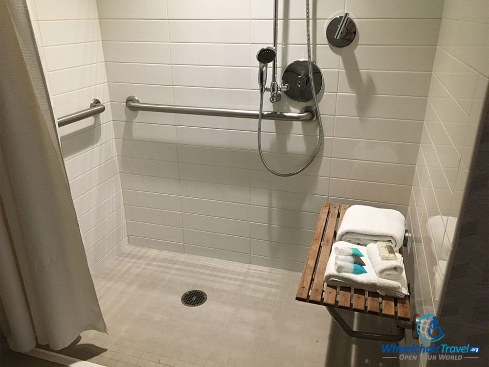 ADA-compliant roll-in shower design.