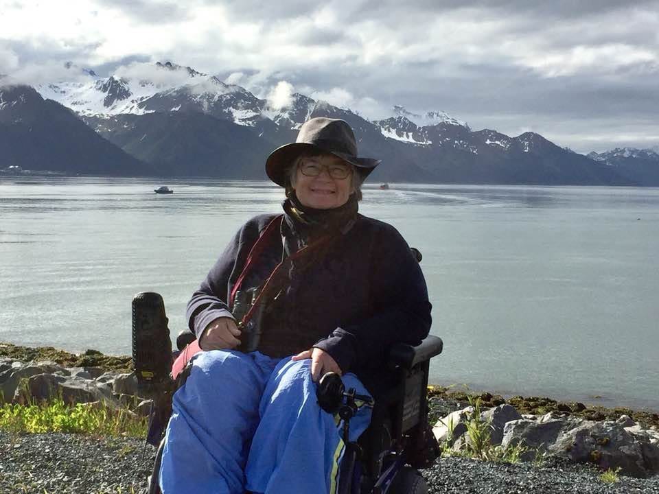 Sandra Gail Lambert, traveling to Alaska with a power wheelchair.