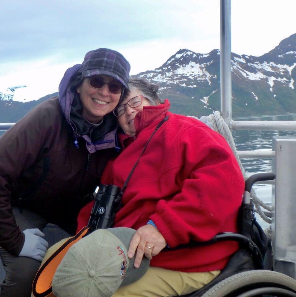 Sandra Gail Lambert with wife, Pam, on a water taxi in Alaska.