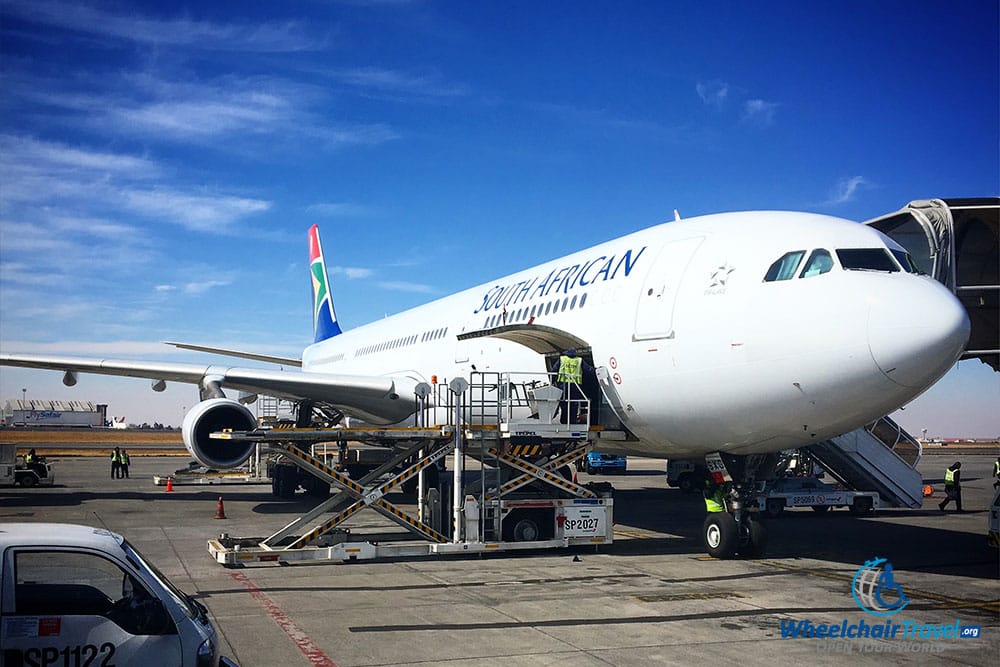 South African Airways jet at O.R. Tambo Airport in Johannesburg.