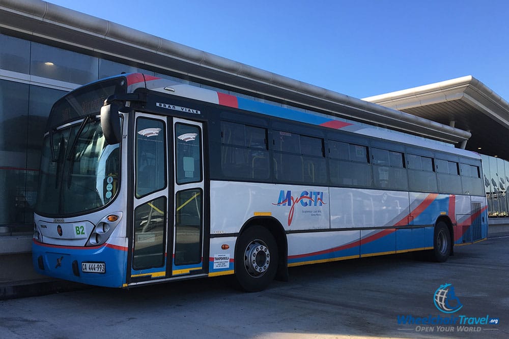 MyCiti bus at the Cape Town International Airport station.