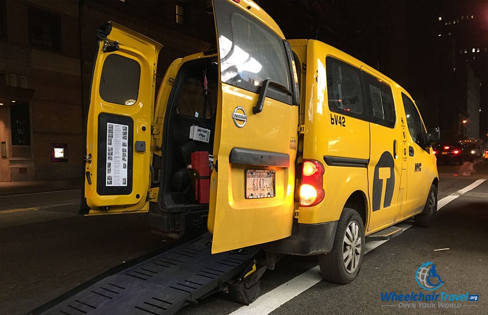 ADA taxi with wheelchair ramp in New York City